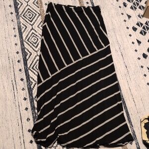 Matty M Asymmetrical Black and White Striped Skirt